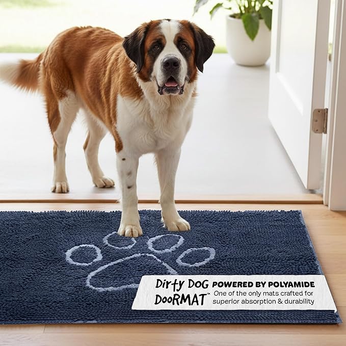 Dog Gone Smart Dirty Dog Doormat - Fast Drying Rug with Super Gripper Backing for Clean Floors - Super Absorbent and Machine Washable Mat for Muddy Paws - Mist Grey