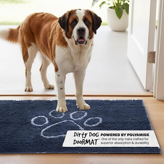 Dog Gone Smart Dirty Dog Doormat - Fast Drying Rug with Super Gripper Backing for Clean Floors - Super Absorbent and Machine Washable Mat for Muddy Paws - Mist Grey