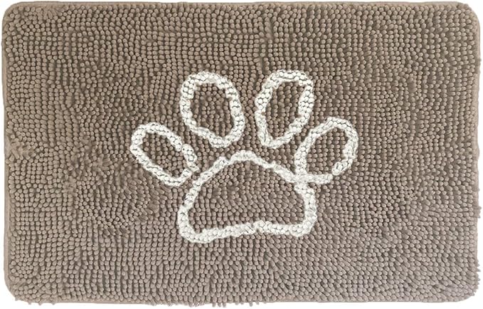 GORILLA GRIP SoakSTOPPER Dog Door Mat, Machine Washable Rug Absorbent Doormat Captures Moisture Mud Dirt, Quick Dry Soft Chenille Entryway Rugs Indoor Entrance Mats for Dog Paws, 24x17 Beige Ivory