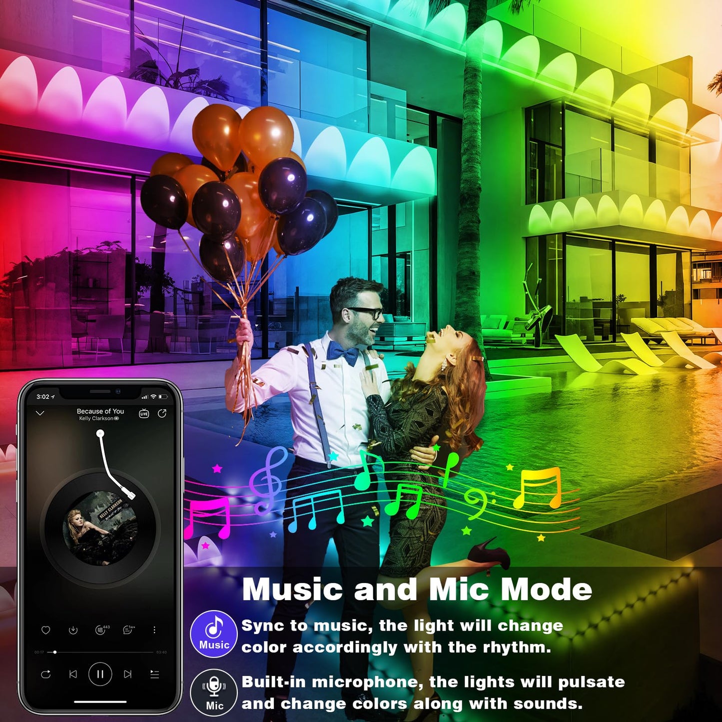 FBZ 150FT Permanent Outdoor RGB Lights - IP67 Waterproof with Smart App Control Remote,DIY Scene Modes, Music Synchronization,Eaves Lights for Garden Decor,Deck,Christmas