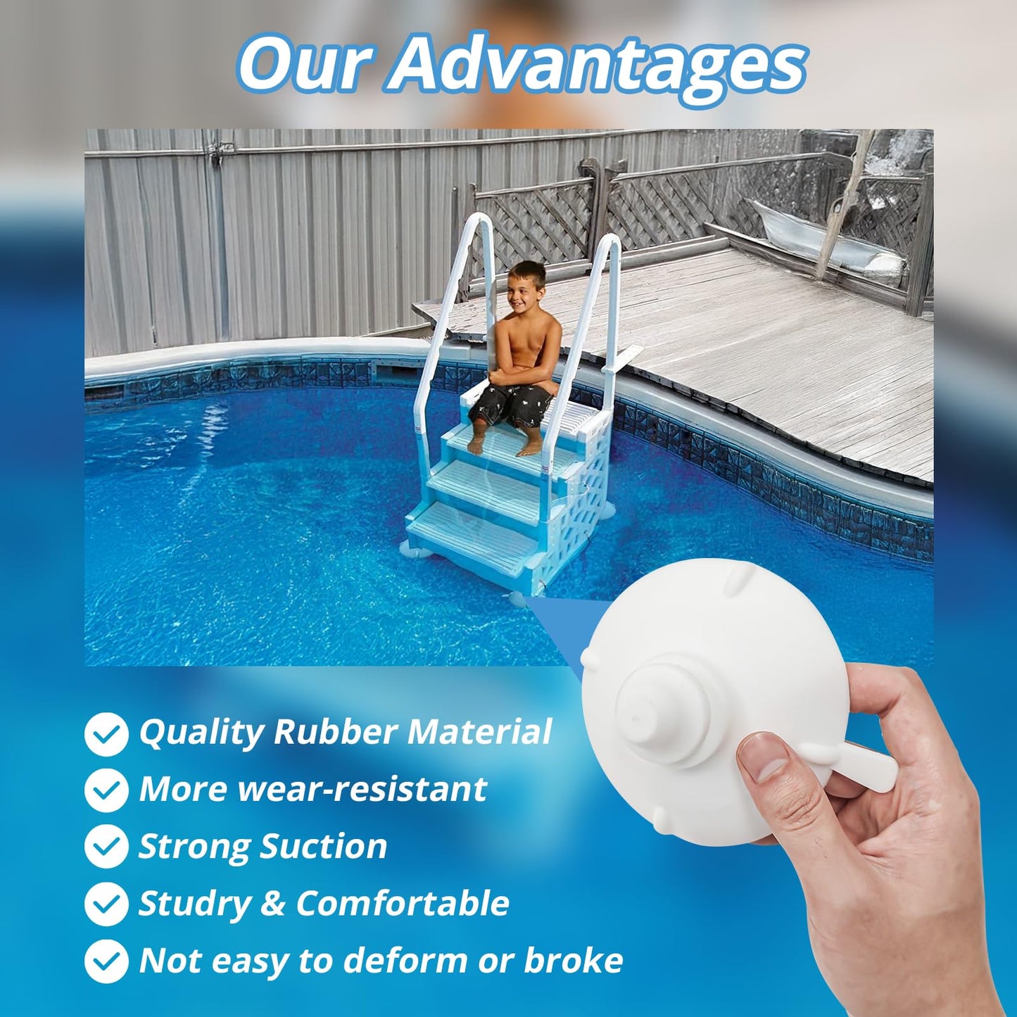 Pool Step Suction Cups, Step Cups Replacement for Innovaplas Above Ground Swimming Pool Steps (4 Pack)