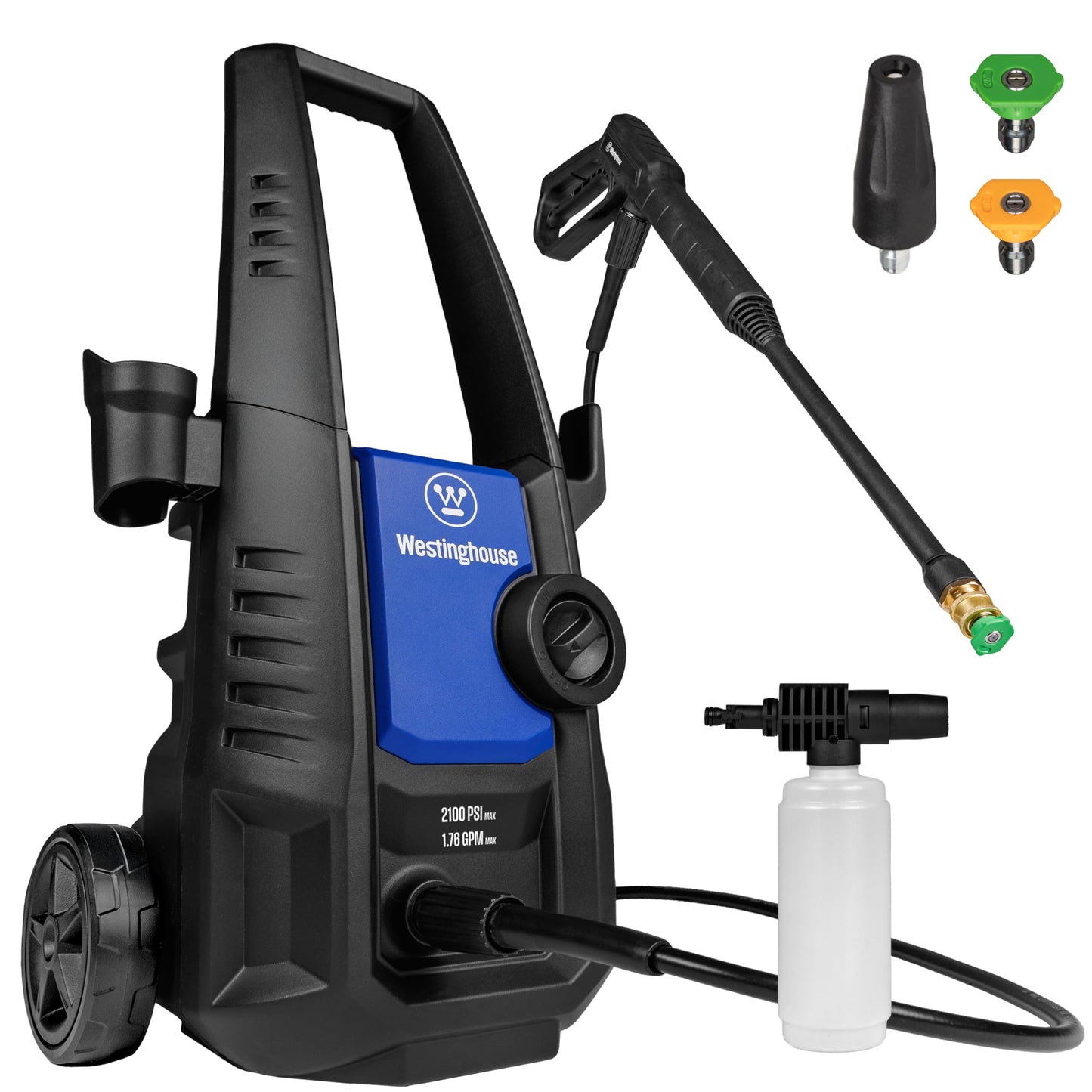 Westinghouse ePX3050 Electric Pressure Washer, 2100 Max PSI 1.76 Max GPM with Foam Cannon and Turbo Nozzle, for Cars/Fences/Driveways/Home/Patios
