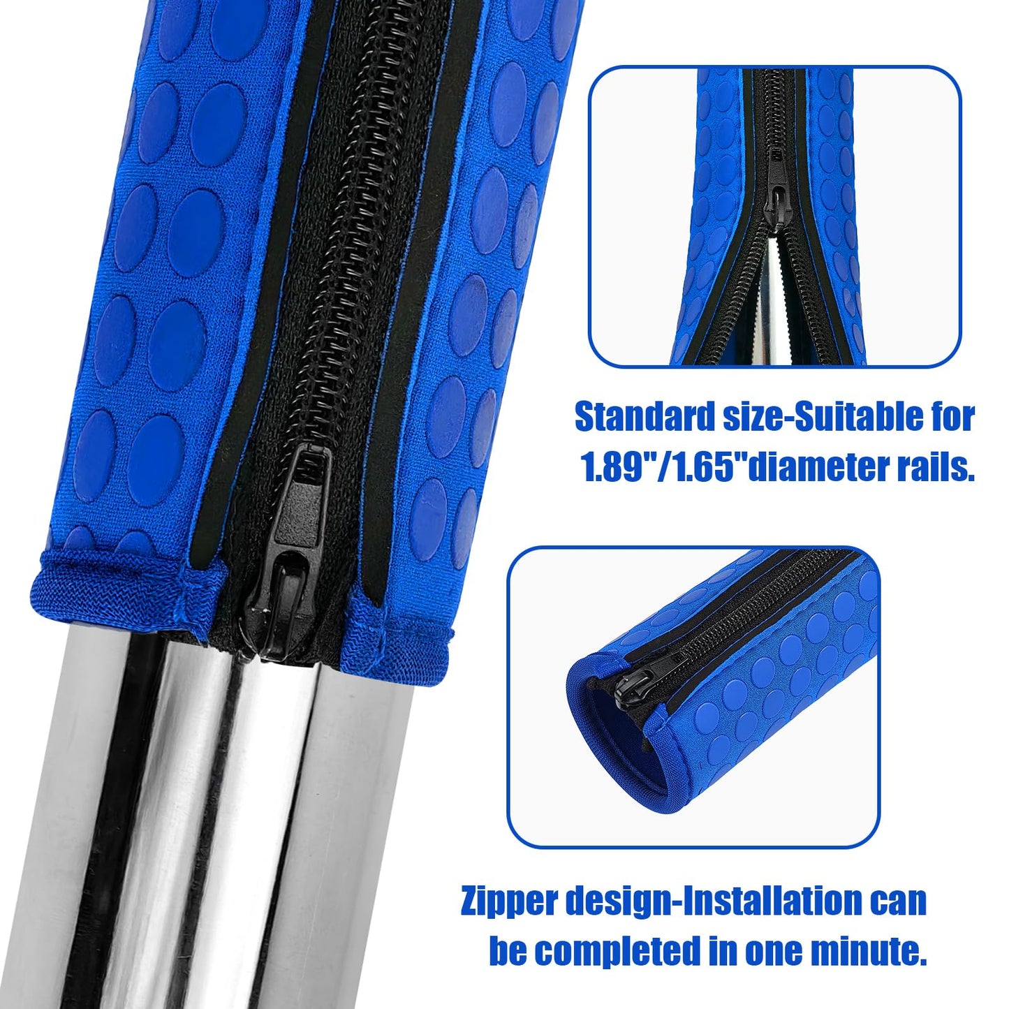 Pool Handrail Covers with Zippers 4 6 8 10 Ft Inground Swimming Pools Hand Rail Cover, Anti-Slip Cool Touch Heat Resistant, Royal Blue, Non Slip Swim Pool Railing Ladder Stair Handle Grip (4 Feet)