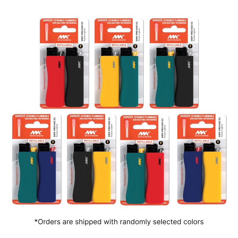 MK Lighter 9G Flint Strike Refillable Lighters with 2 Replace Flints, Ideal to use as Candle, BBQ Lighters, Butane Lighter, Classic Pocket Lighter，Assorted Colors (Hue-4PC)