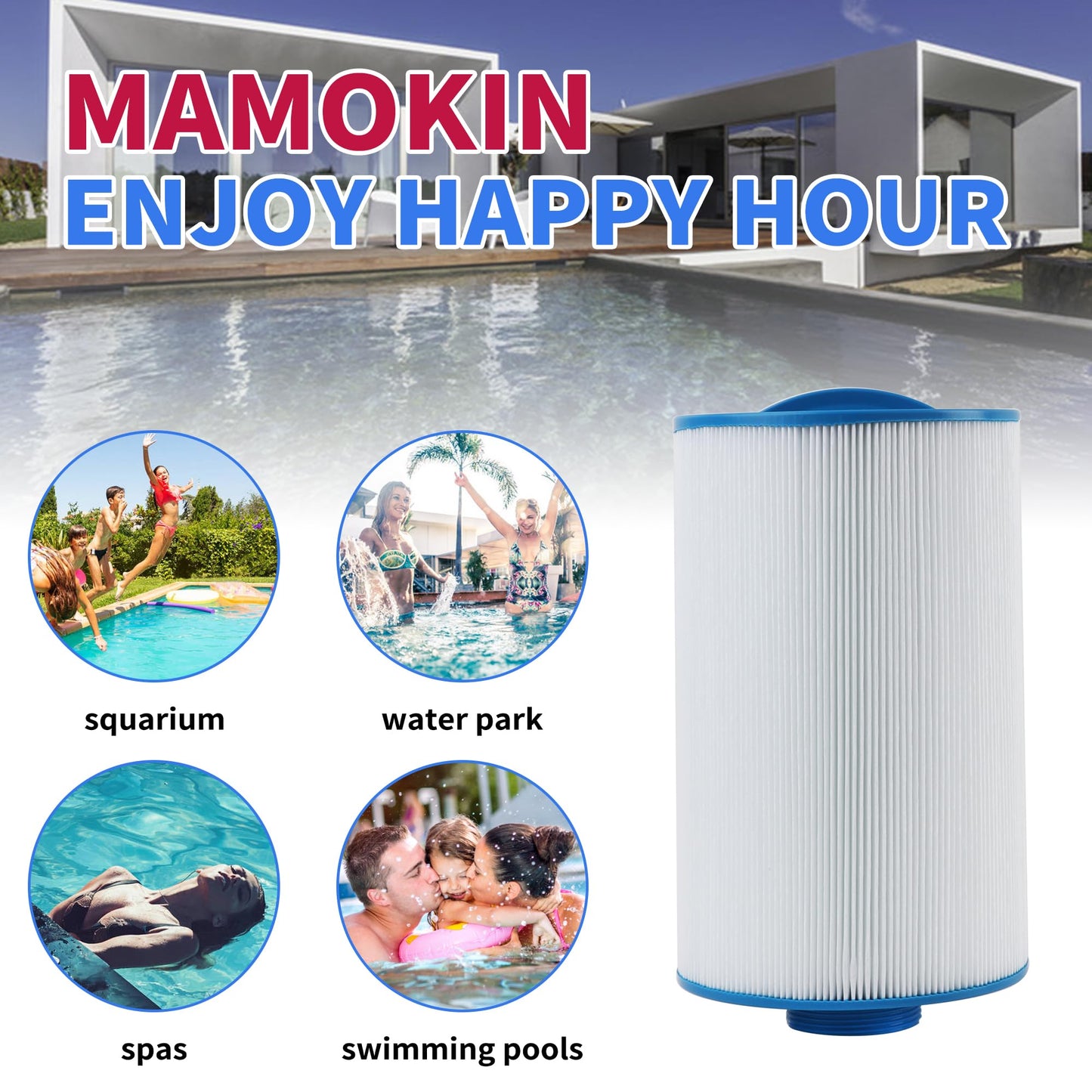 Mamokin Spa Filter 6CH-402 Replaces PMA40L-F2M, Master Spas Twilight X268365, X268543, X268511, X268514, Unicel 6CH-402, Filbur FC-0317, 2" Male Thread/MPT Hot Tub Filter 2PACK