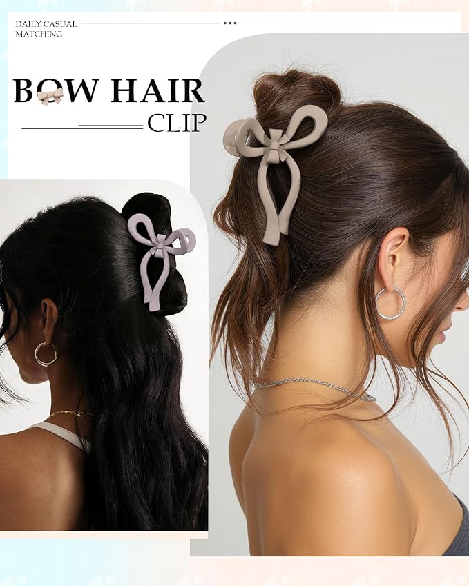 4 PCS Bow Hair Clips for Women Bow Claw Clip 5" Extra Large Hair Claw Clips for Thick and Long Hair Cute Bows Big Clip