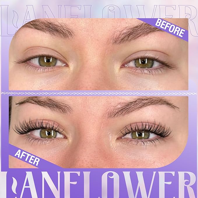 Lash Extension Kit Natural Lash Clusters Kit Wispy Eyelash Extension kit with Lash Bond and Seal and Lash Remover Eyelash Clusters Kit C Curved Individual Lashes by Lanflower