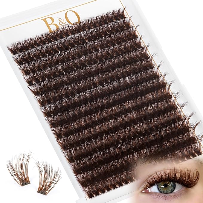 B&Q Mocha Brown Lash Clusters | 280 Pcs Brown Wispy & Natural Eyelash Clusters for Beginner DIY, Complete Lash Extension with Beauty, Fake Eyelashes for Natural Look（80D 10-18mm)