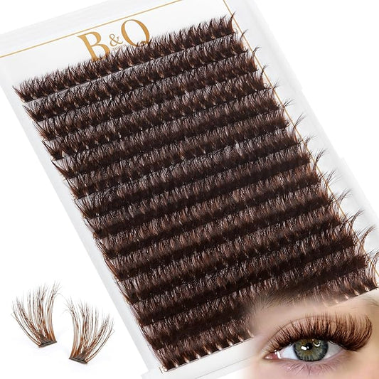 B&Q Mocha Brown Lash Clusters | 280 Pcs Brown Wispy & Natural Eyelash Clusters for Beginner DIY, Complete Lash Extension with Beauty, Fake Eyelashes for Natural Look（80D 10-18mm)
