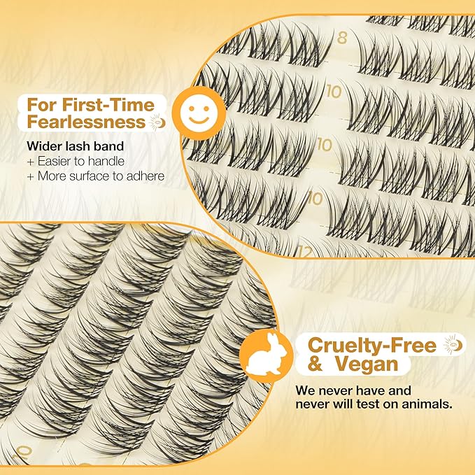 8-12MM Natural Lash Clusters Short Eyelash Clusters Clear Band Cluster Lashes Extensions Wispy Individual Lashes CC Curve Fluffy Pestañas Postizas Naturales 108PCS Cluster Eyelash Extensions