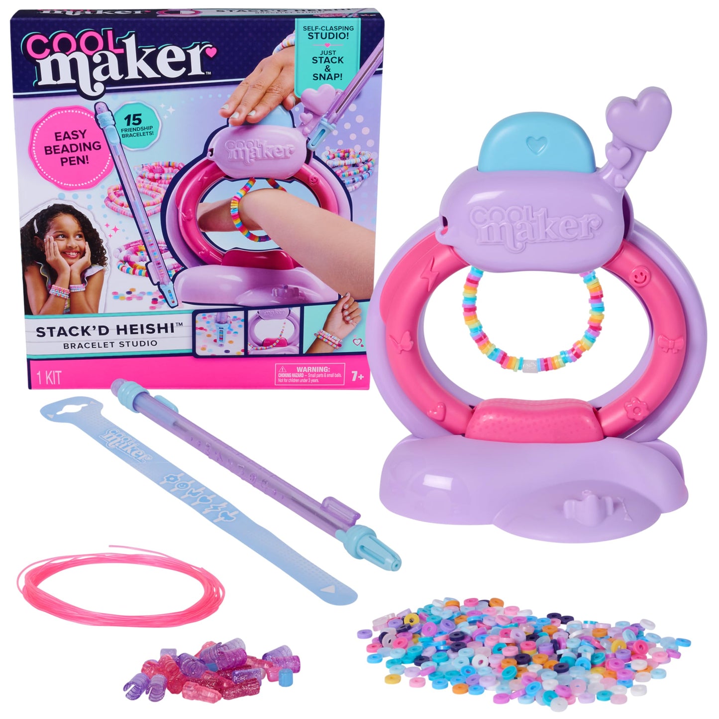 Cool Maker, Stack’d Heishi Studio Bracelet Making Kit with Easy Beading Pen & Over 1200 Beads for Bracelets, Makes 15, Arts and Crafts Kids Toys for Girls Ages 7 and up