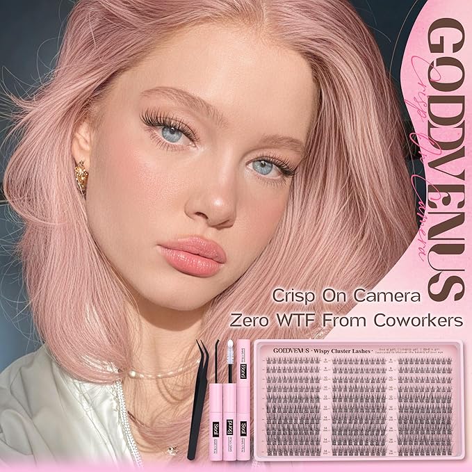 Goddvenus Lash Clusters Kit 9-14mm Wispy Eyelash Clusters Lashes Natural DIY Lash Extension Kit Short Cluster Eyelash Extensions Kit 300pcs C Curl Individual Lashes Cluster Eyelash (With Tweezers)