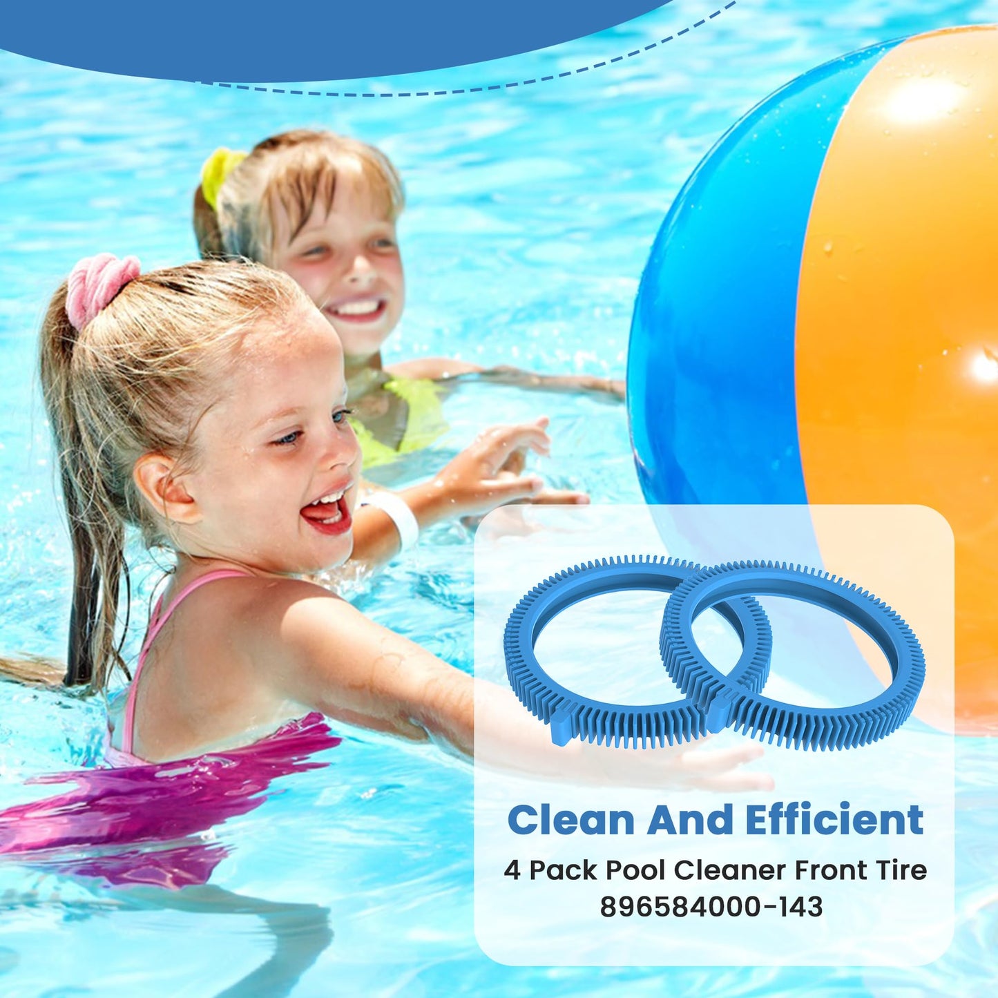 AMI PARTS 896584000-143 Pool Cleaner Front Tire with Humps for Concrete Pools Fits for Poolvergnuegen Cleaners 4 Pack