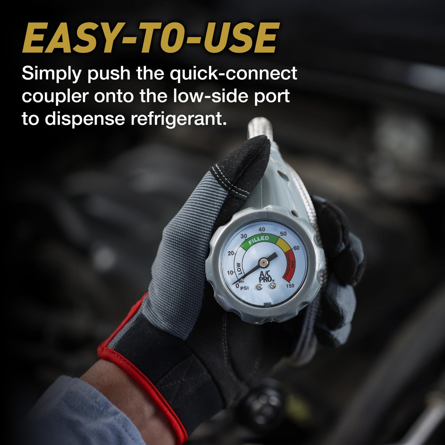 InterDynamics Car Air Conditiioner Gauge and Hose by InterDynamics, A/C Pro Air Conditioner Recharge Gauge and Dispenser for Cars, Trucks, 24 In Hose