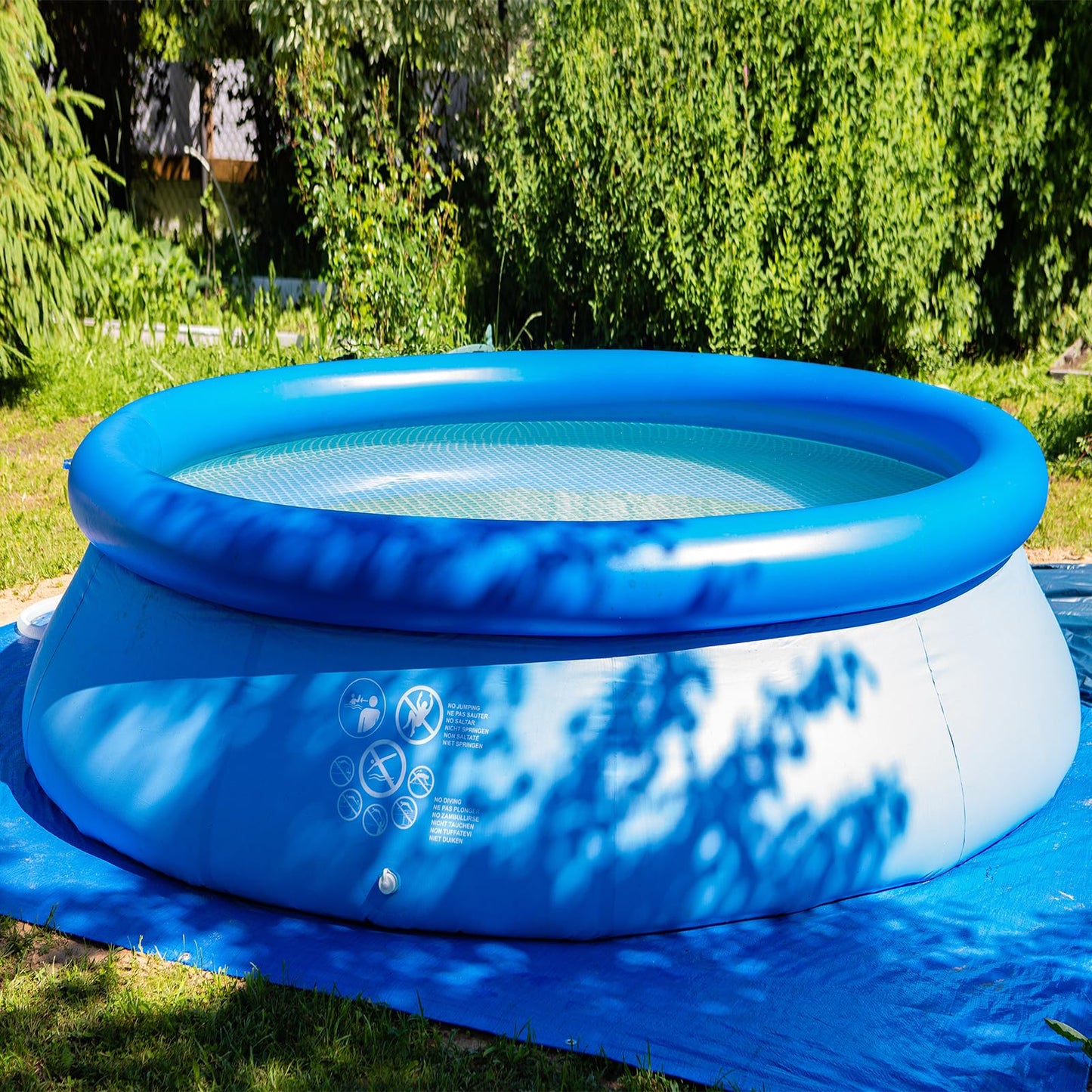 UJG 18 x 18 Ft Swimming Pool Ground Cloth Square Swimming Pool Liner Pad for Above Ground Swimming Pools Heavy Duty Pool Ground Mat Protector Pad Prevents Punctures Pool Tarp, Blue