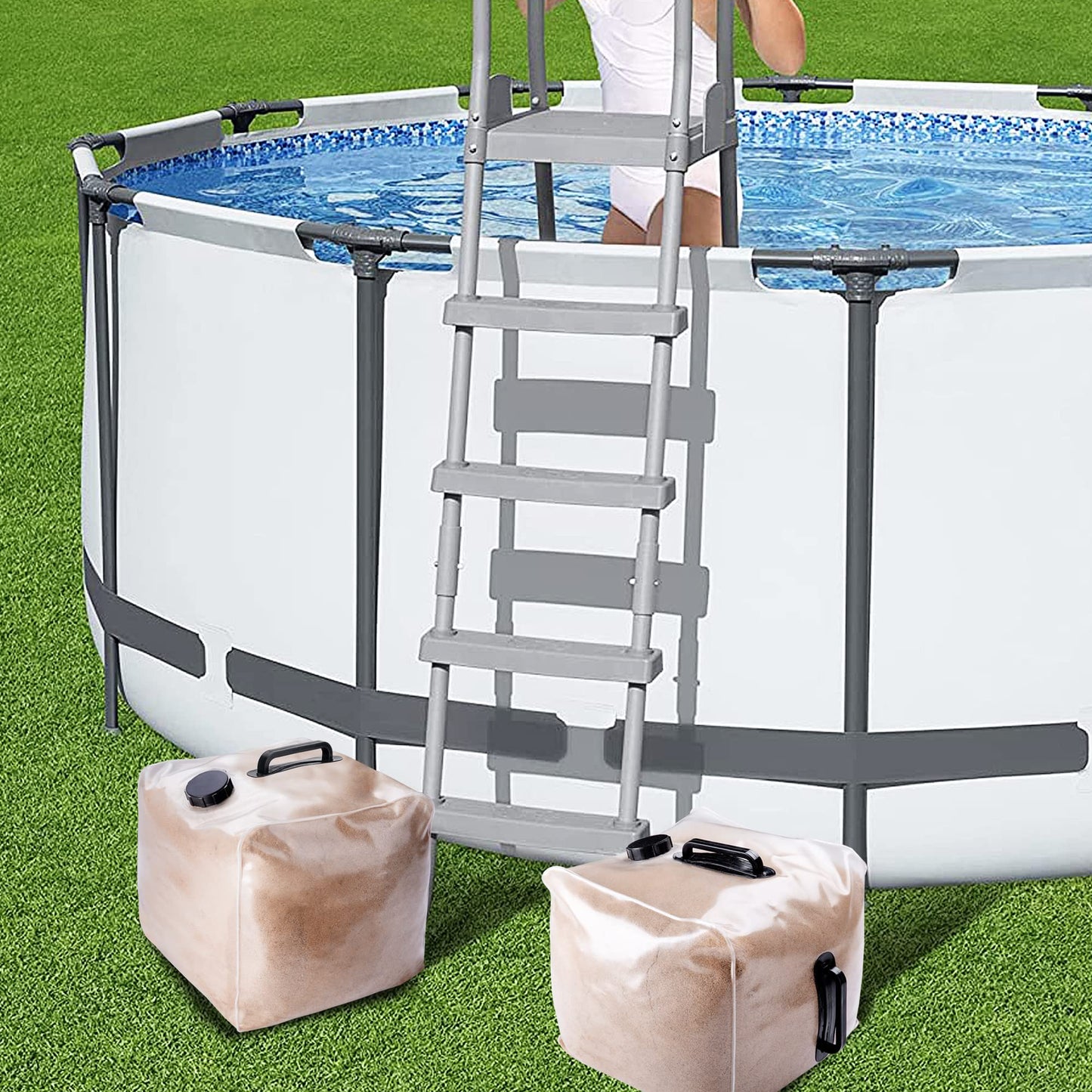 2 Pack Heavy Duty Pool Weight Plastic Sand Bags, 50 LB Universal Pool Weight for Above Ground Entry Systems, Steps and Ladders(Without Sand)