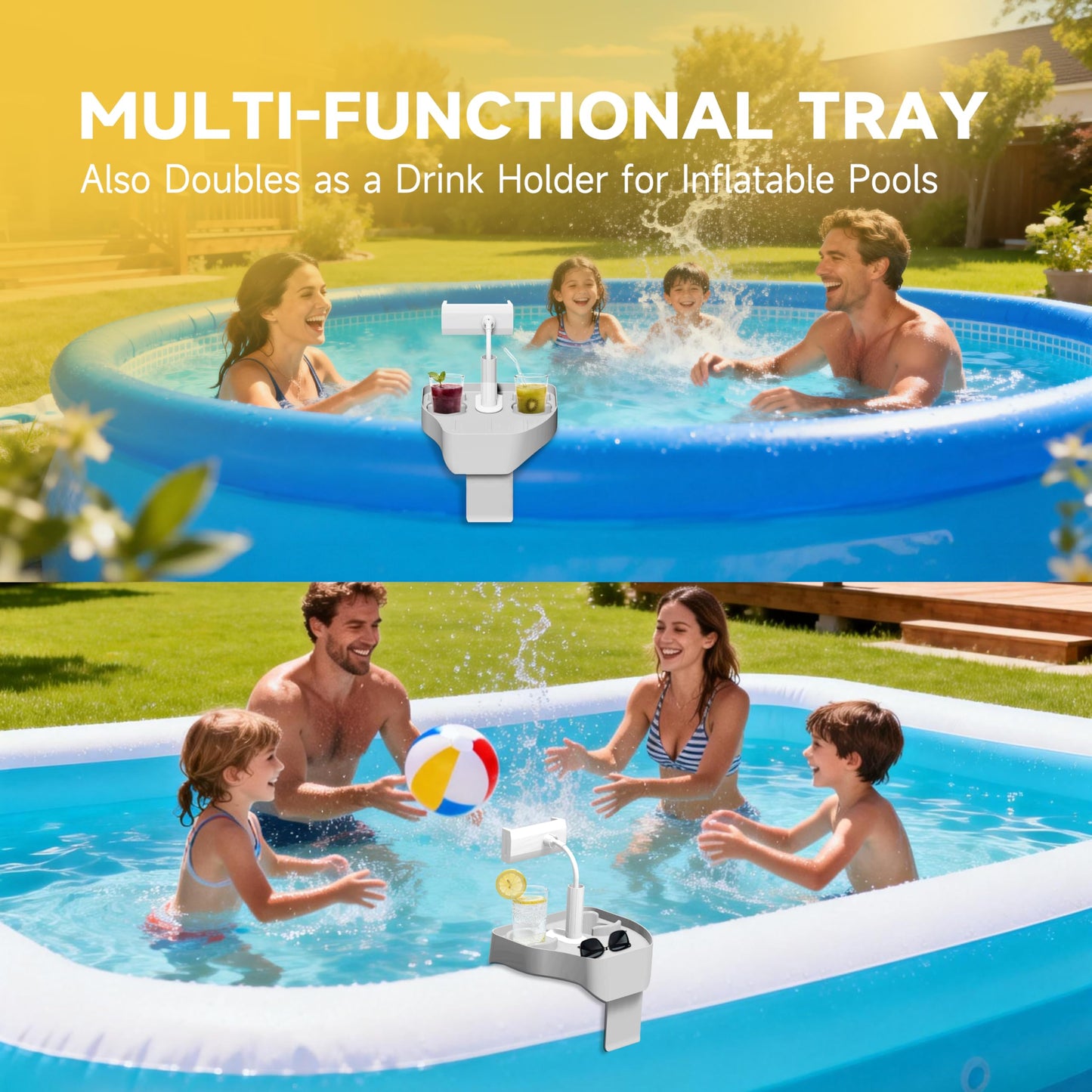 POOLCOMFT Hot Tub Table Tray with Adjustable Phone Holder, 2 Cup Holders, Hot Tub Accessories, Perfect for Outdoor Inflatable Hot Tub & Pool, Unique Gifts for Women, Mom(Scented Candle & Card)