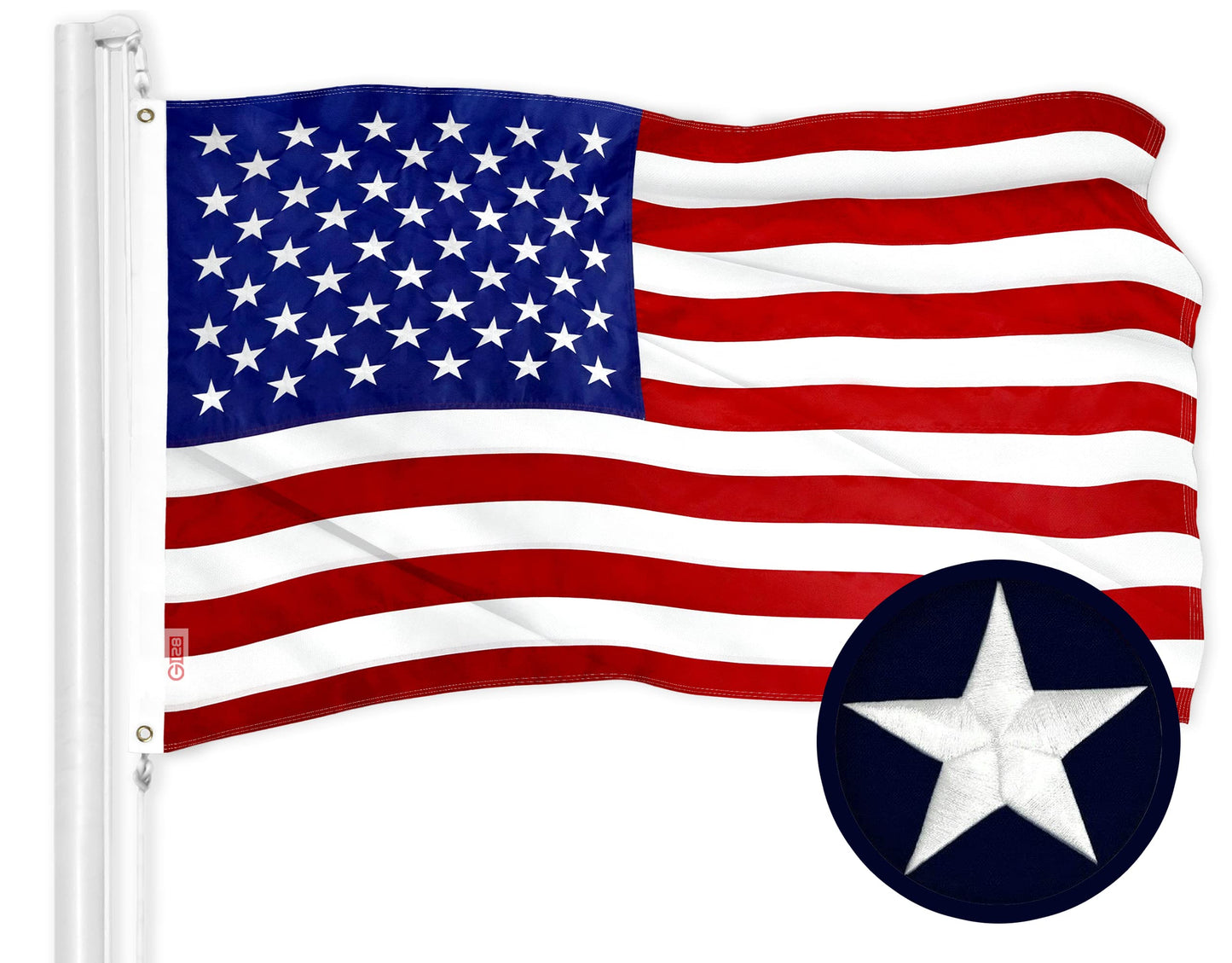 G128 American USA Flag | 2.5x4 Ft | ToughWeave Series Embroidered 210D Polyester | Country Flag, Embroidered Stars, Sewn Stripes, Indoor/Outdoor, Vibrant Colors, Brass Grommets