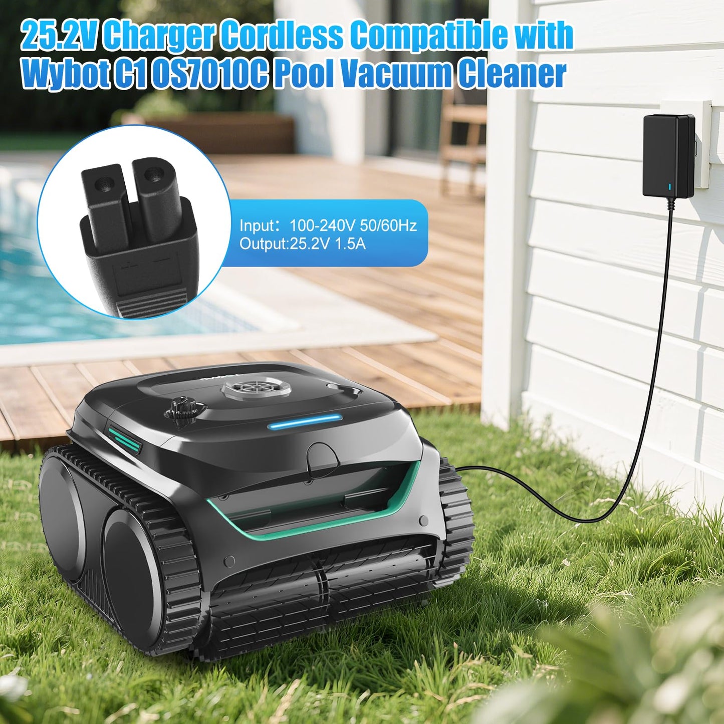 Cisain Charger for WYBOT Robotic Pool Cleaner,25.2V Charger Adapter Compatible with WYBOT C1 OS7010C Cordless Pool Vacuum Cleaner Power Adapter Cord