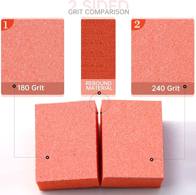 Maryton Mini Nail Buffer Blocks - 180/240 Grit Professional Salon Orange Buffers - Buff Nails Prior to Application of Gel Polish, Acrylic, 50 Count