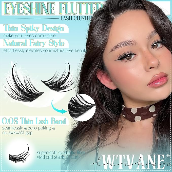 Lash Clusters Wispy Eyelash Clusters Manga Lashes Cluster Eyelash Extension Natural Lashes Clusters Fairy False Lashes DIY Individual Lash Extension Thin Band Lash Clusters with Spikes
