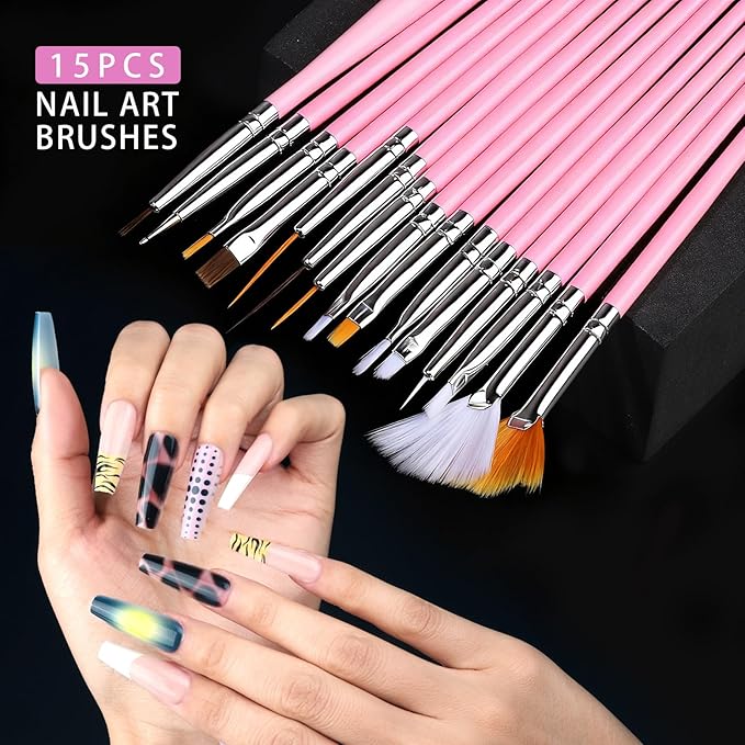 Teenitor 4 Boxes Nail Charms and Gems Set, Nail Rhinestones Nail Kit with Nail Art Brushes Nail Stand, Nail Gems Nail Design Tools with 15pcs Nail Stickers, Gold Nail Pearls for Women Nail Decorations