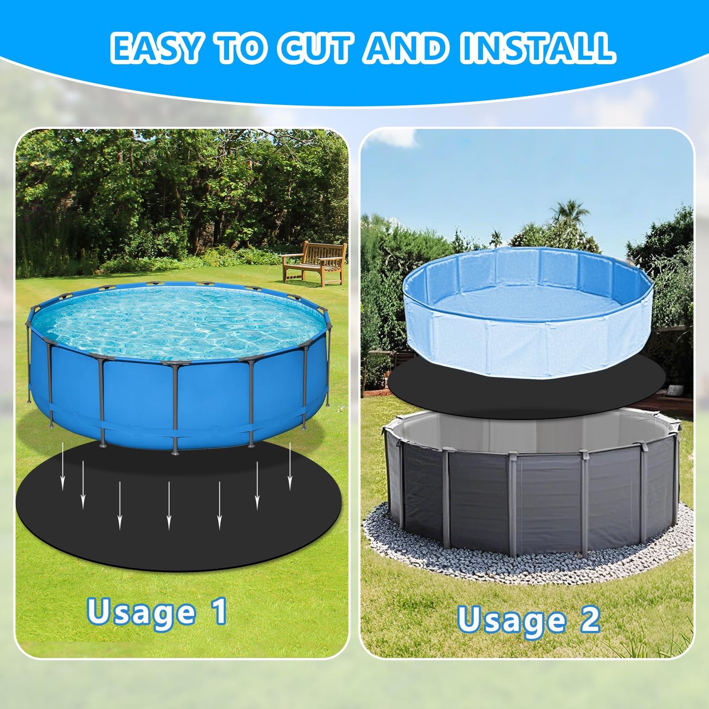 16FT Thick Round Pool Liner Pad For 15 FT Above Ground Pools 12Oz/Yd² Heavy-Duty Puncture Proof Above Ground Pool Padding Under Pool Seamless Pool Ground Mats for Pool Bottom (50% Thicker Than Others)