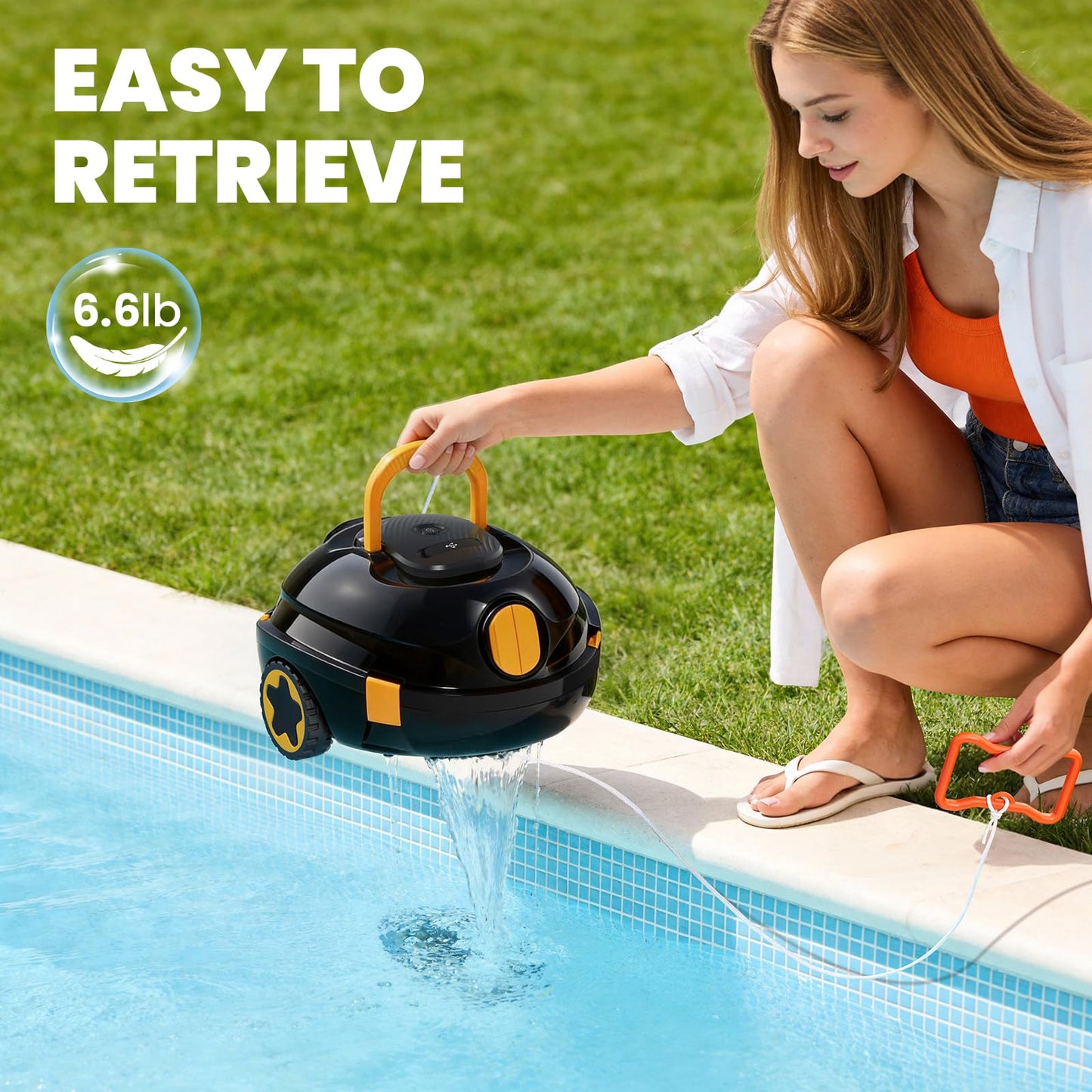 Y20 Cordless Robotic Pool Cleaner, Automatic Pool Vacuum for Above Ground & Inground Pool, 90 Min Runtime, Auto-Parking, Lightweight, Powerful Robot up to 1100 sq.ft
