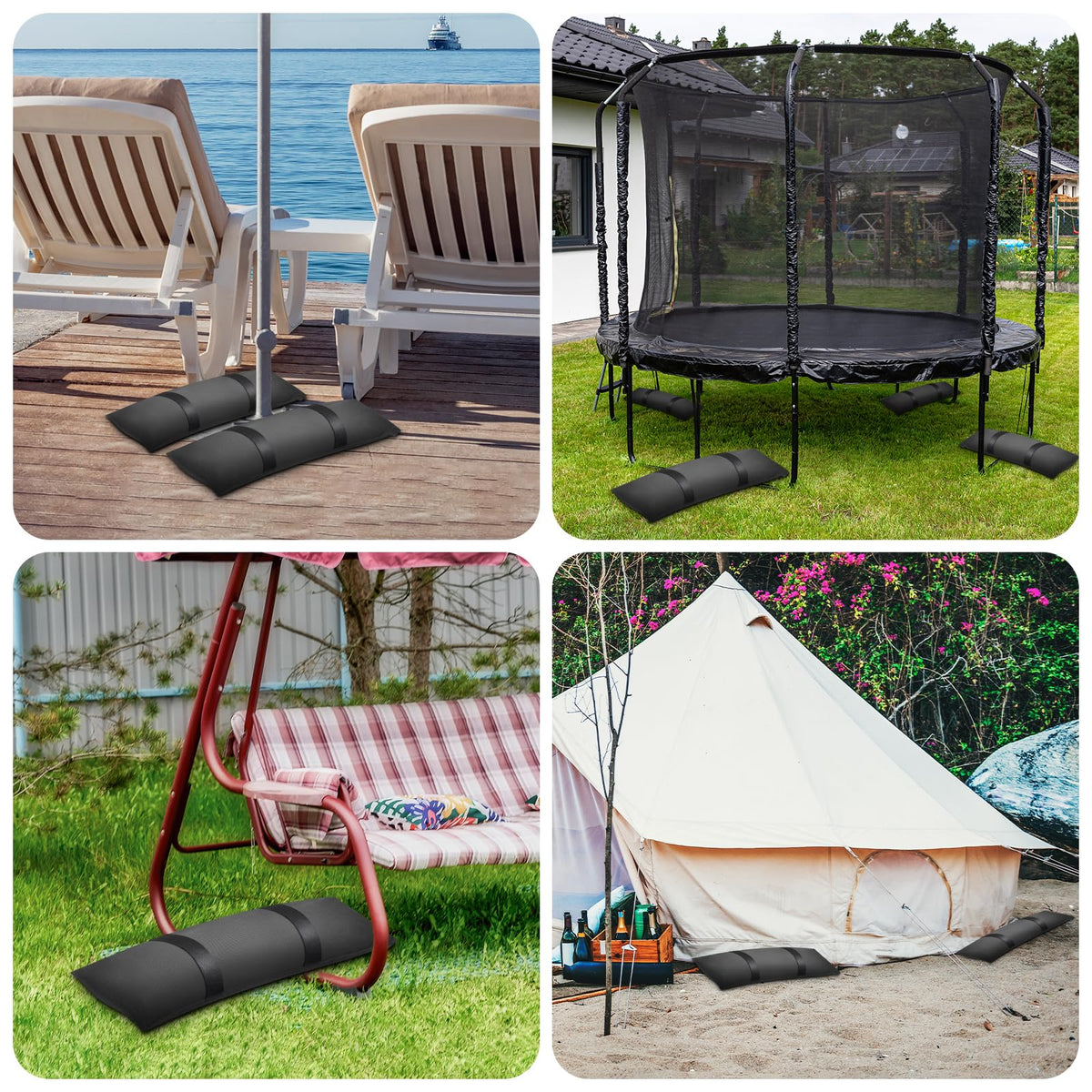 200 LBS Umbrella Base Weights Sandbags, 4 Packs Sand Bags for Weight, Weatherproof Fillable Heavy Duty Weight Sandbag for Outdoor Furniture Backyard Umbrella Garden Trampoline Poolside Accessories