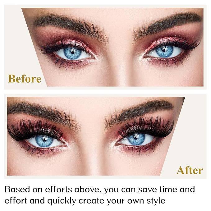 Lash Clusters B02 D Curl 16mm DIY Eyelash Extensions 72 Clusters Lashes B&Qaugen Mega Volume Individual Lashes Eyelash Clusters Extensions Wispy Individual Lashes Cluster DIY at Home (NM-D-16mm)