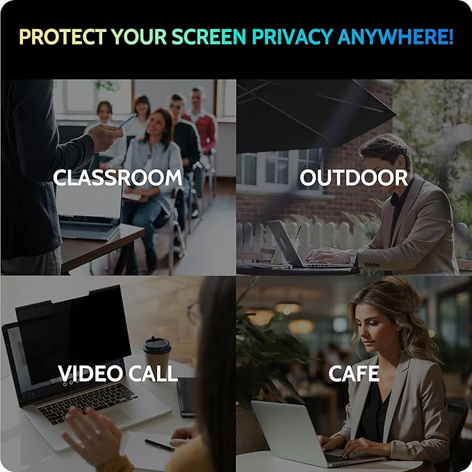 Peslv Magnetic Laptop Privacy Screen 16 inch for 16:10 Computer Monitor, 16" Removable Anti Glare Protector Blue Light Filter Shield Compatible with Lenovo Hp Dell Acer Asus Thinkpad Envy Xps