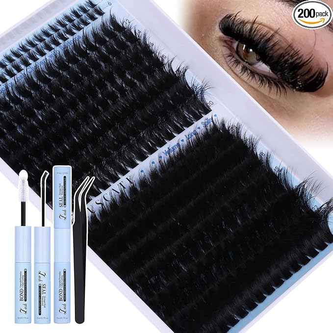 CORUSCATE Lash Clusters Kit with Bottom Lash Extension Kit Thick 160D+260D Cluster Eyelash Extensions Volume Individual Lashes 12-22mm Cluster Lashes Mega Dramatic Style with Lash Bond and Seal Glue