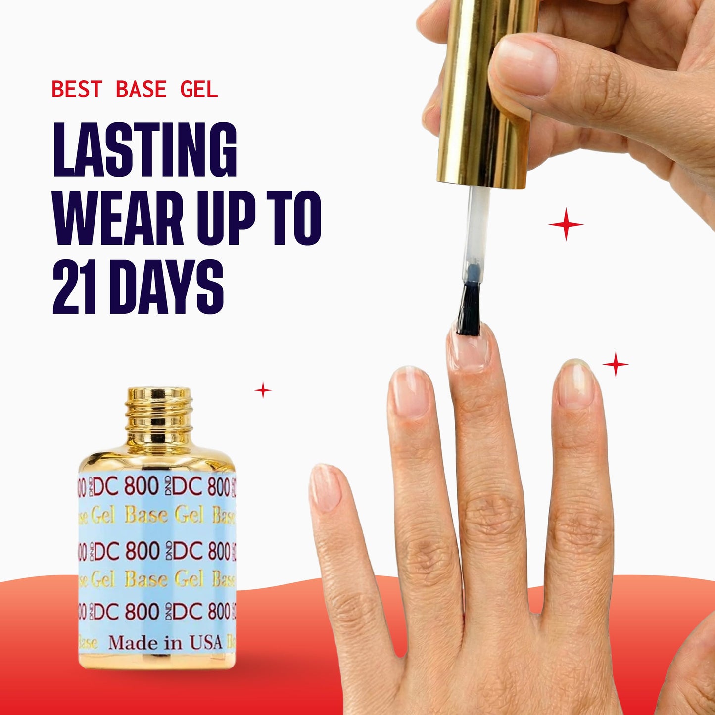 DND DC Base Gel and Top Gel Polish No Cleanse Set, UV/LED GelBase Polish 800 and No Cleanse Top Coat 900, Salon Professional Gel Polish Duo, 0.6 Fl Oz Each