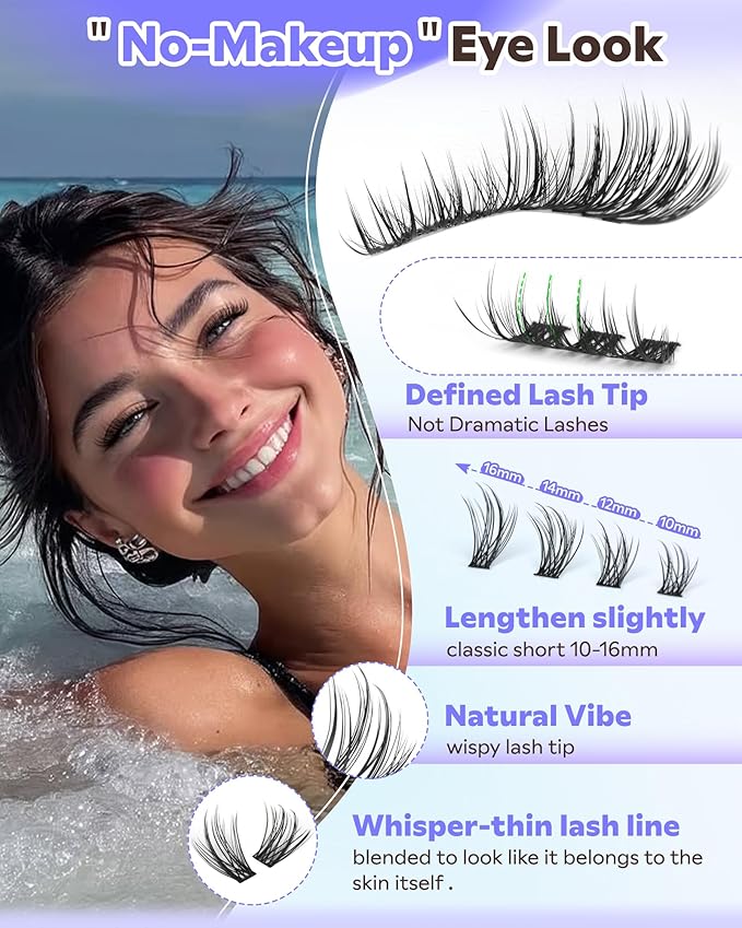Goddvenus Wispy Lash Clusters Natural Eyelash Clusters No Makeup Look Cluster Eyelash Extensions 10-16mm DIY Lash Extension CC Curve