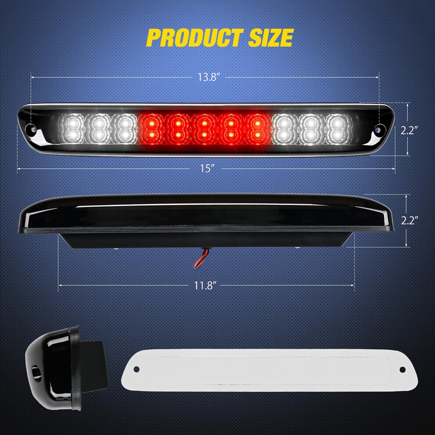 Nilight Third Brake Light Tail High Mount 3rd Stop Cargo Reverse LED Lights Smoked Lens Compatible with Chevy Colorado and GMC Canyon 2004 2005 2006 2007 2008 2009 2010 2011 2012 Pickup Truck