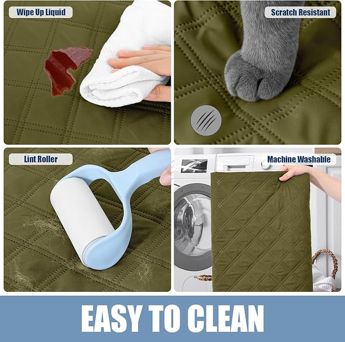 Smiry Waterproof Dog Bed Cover Pet Blanket, Soft Washable Dog Blanket for Furniture Bed Couch Sofa Reversible, Checkered (30"x80", Green/Navy)
