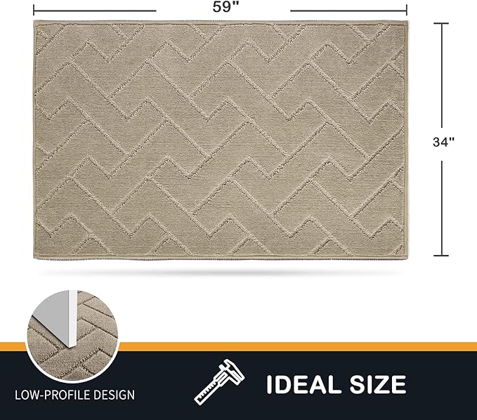 PURRUGS Dirt Trapping Door Mat 34" x 59", Non-Slip Machine Washable Entry Rug, Dog Doormat, Indoor Front Door Mat, Super Absorbent Entryway Rug for Muddy Shoes & Paws, Taupe
