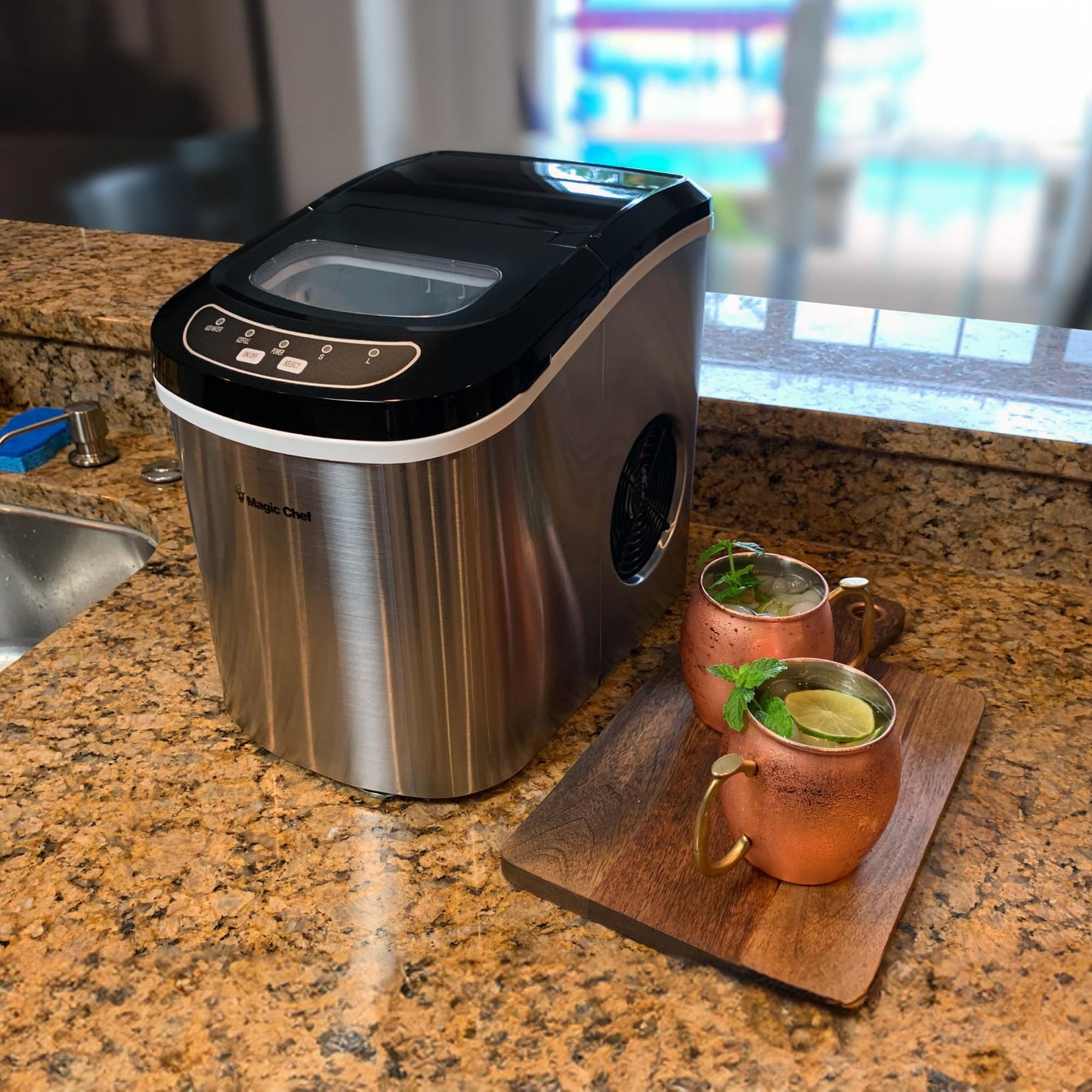Magic Chef MCIM22ST 27 lb Ice Maker Stainless Steel