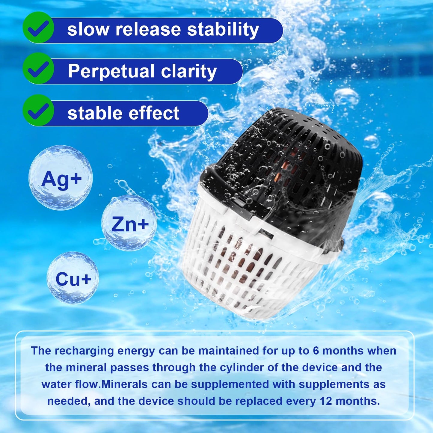WESHIPTO Pool Unit 20k-30k Gallons Black Replacement for Pool RX, Compatible with Mineral Cartridge Above Ground and Inground Pools Filter Replacement