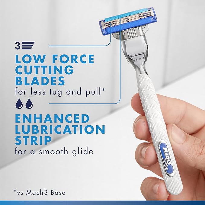 Gillette Mach3 Turbo Razors for Men, 1 Handle, 4 Blade Refills