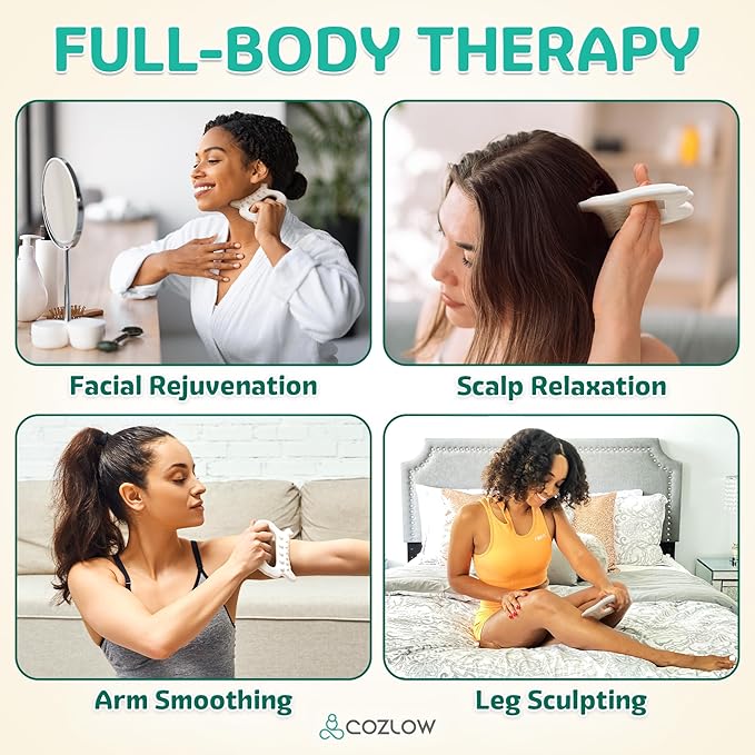 COZLOW Ceramic Gua Sha Massage Tool for Face & Body - Premium Muscle Scraping Tool for Lymphatic Drainage & Fascia Massage - Trigger Point Massager for Body Sculpting & Contouring - Style B
