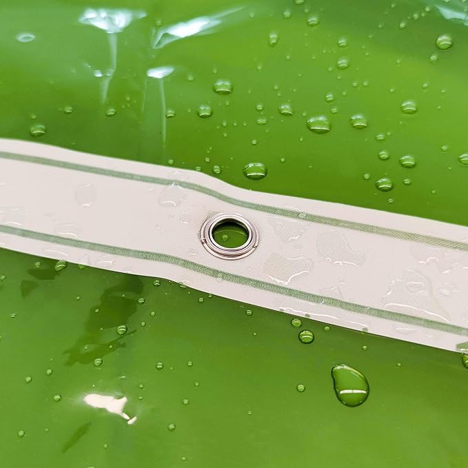 Barossa Design Clear Green Stall Shower Curtain Liner 36" W x 72" H - Waterproof PEVA Plastic Lightweight Shower Liner for Small Bathroom, 3 Magnets & Metal Grommets - Clear Green