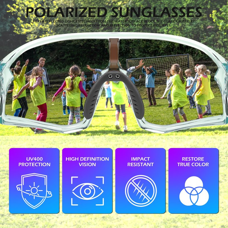 FEISEDY Kids Sunglasses Polarized Youth Baseball Sunglasses Sports Cycling Glasses for Boys Girls Age 4-8 B0183