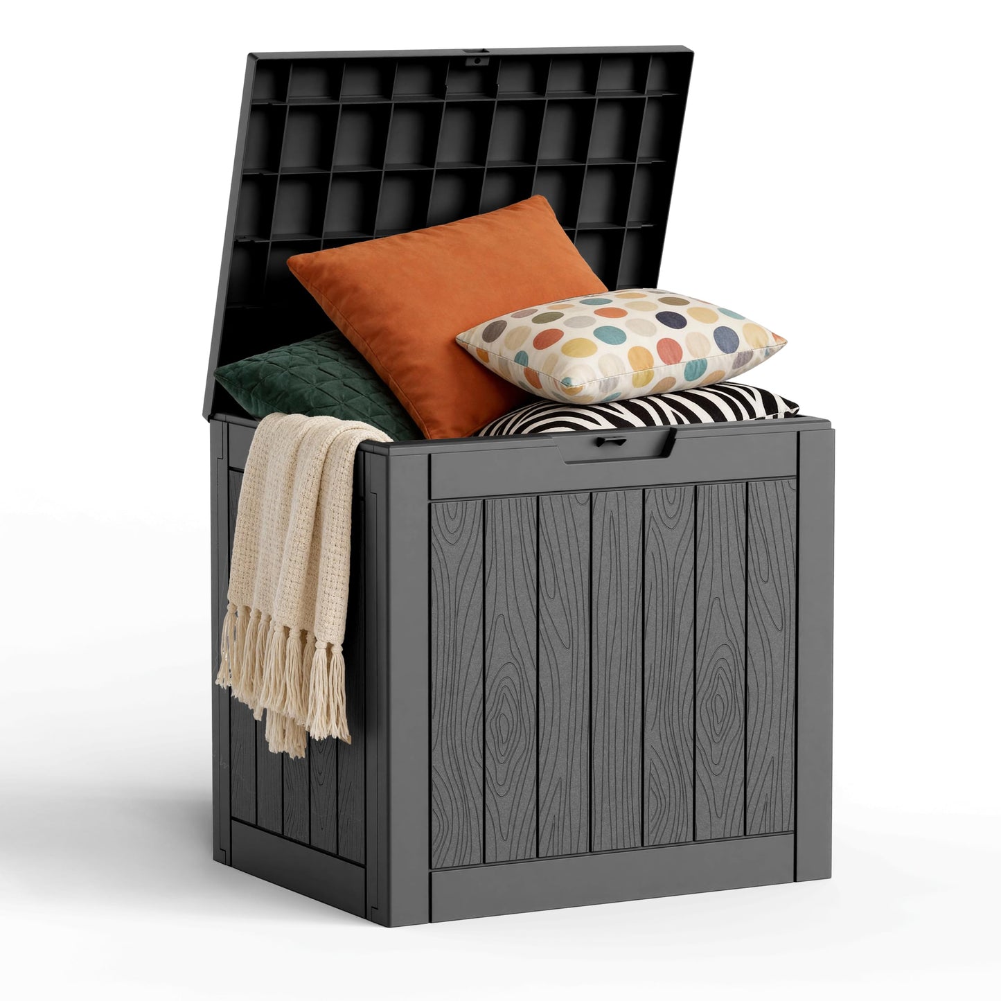 MAIUSCOLI 30 Gallon Outdoor Deck Box, Lockable Waterproof Outdoor Storage Boxes For Garden Tools,Indoor Cushions,Accessories Outside Storage Resin Weatherproof Container(Black)