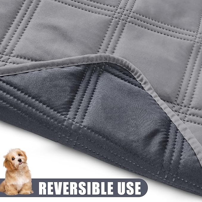 Smiry Waterproof Dog Bed Cover Blanket 82x120, Soft Reversible Pet Blanket, Washable Leakproof Cats Dogs Couch Cover for Sofa, Couch, Furniture, Grey/Dark Grey