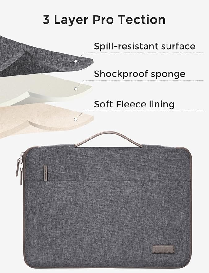 DOMISO 14 inch Laptop Case Sleeve Protective Cover Compatible with 15 inch MacBook Air M4 M3 M2,MacBook Pro,14-15 inch HP Dell ASUS Lenovo Chromebook,Waterproof Computer Cases Bag,Dark Grey