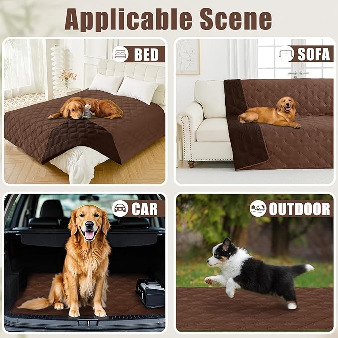 Smiry Waterproof Dog Bed Cover Blanket 30x53, Soft Reversible Pet Blanket, Washable Leakproof Cats Dogs Couch Cover for Sofa, Couch, Furniture, Brown/Chocolate