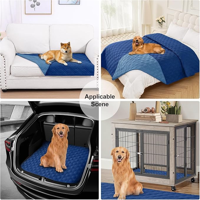 Smiry Reversible Waterproof Couch Covers for Sofa, Washable Dogs Pet Couch Covers for 3 Cushion Sofa Pet Friendly, Water Resistant Furniture Protector Slipcover, Geometric (82"x120", Navy/Blue)