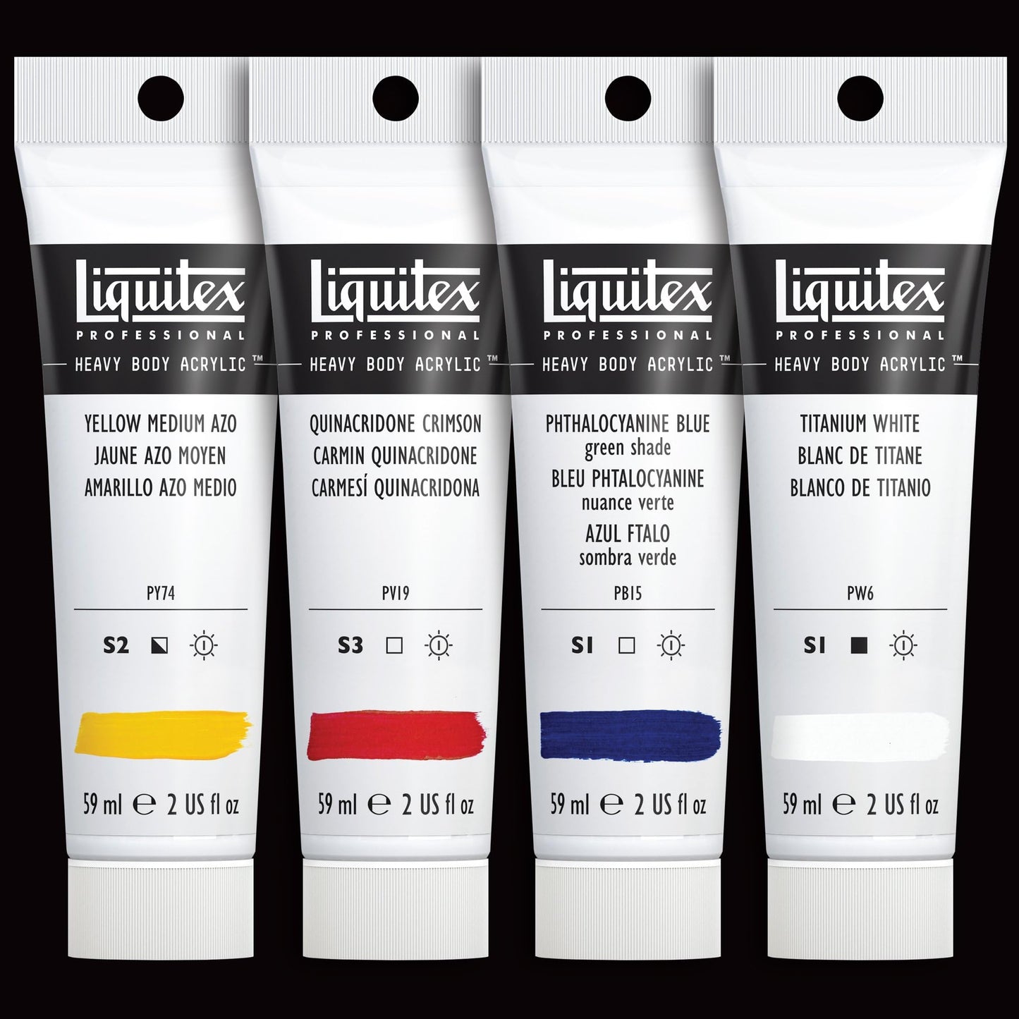 Liquitex Professional Heavy Body Acrylic Paint, 4 x 59ml (2-oz) Mixing Primary Color Set