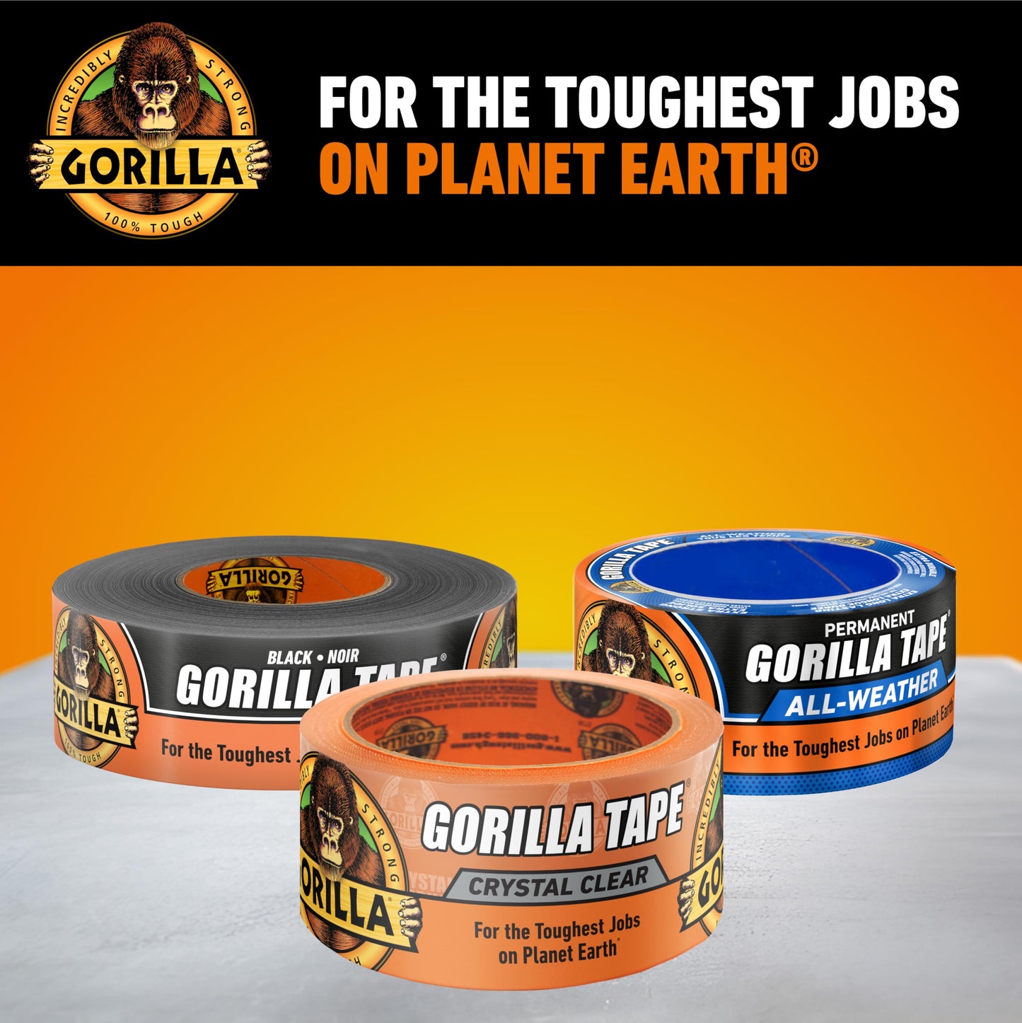 Gorilla Crystal Clear Tape, 1.88” x 18 yd (Pack of 2) - Weather Resistant for Indoor or Outdoor Projects and Repairs